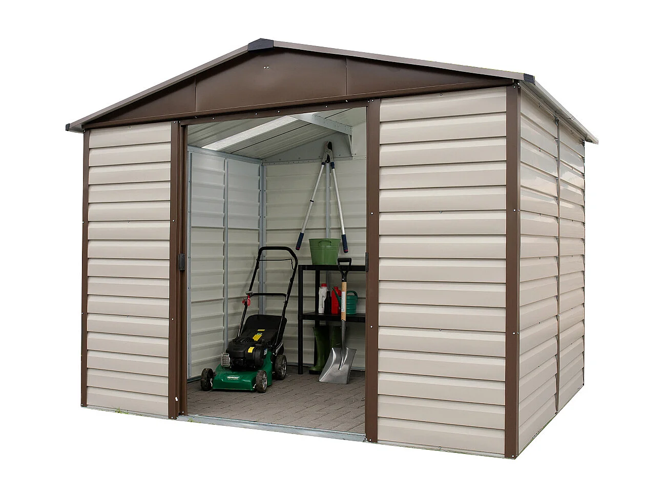 Yardmaster Abri de jardin métal beige et marron 11,39m² - 1012tbsl