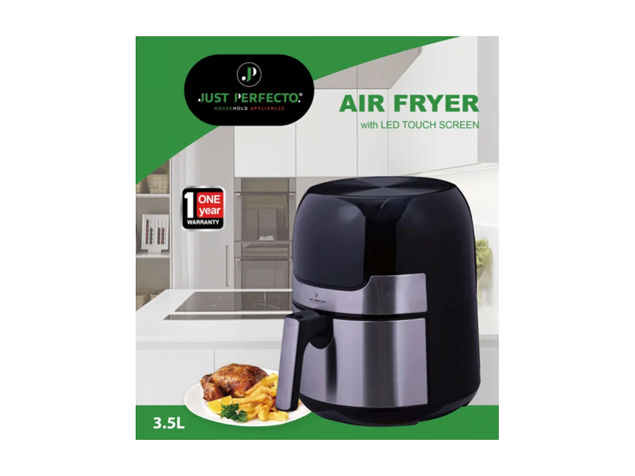 Just Perfecto JL-23: 1400W - Ecran tactile LED Friteuse à air chaud avec plaque grill S/S - 3.5L