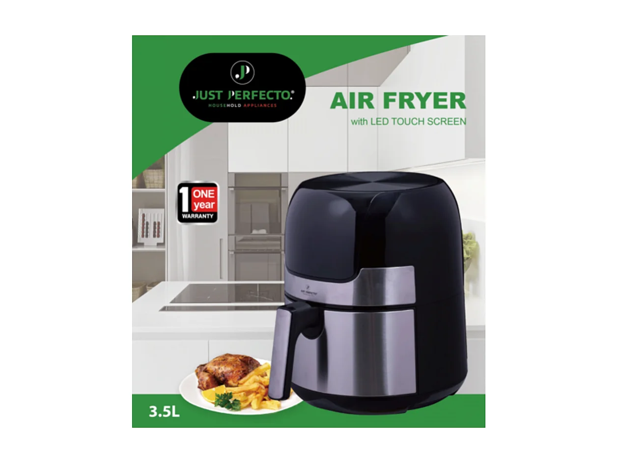 Just Perfecto JL-23: 1400W - Ecran tactile LED Friteuse à air chaud avec plaque grill S/S - 3.5L