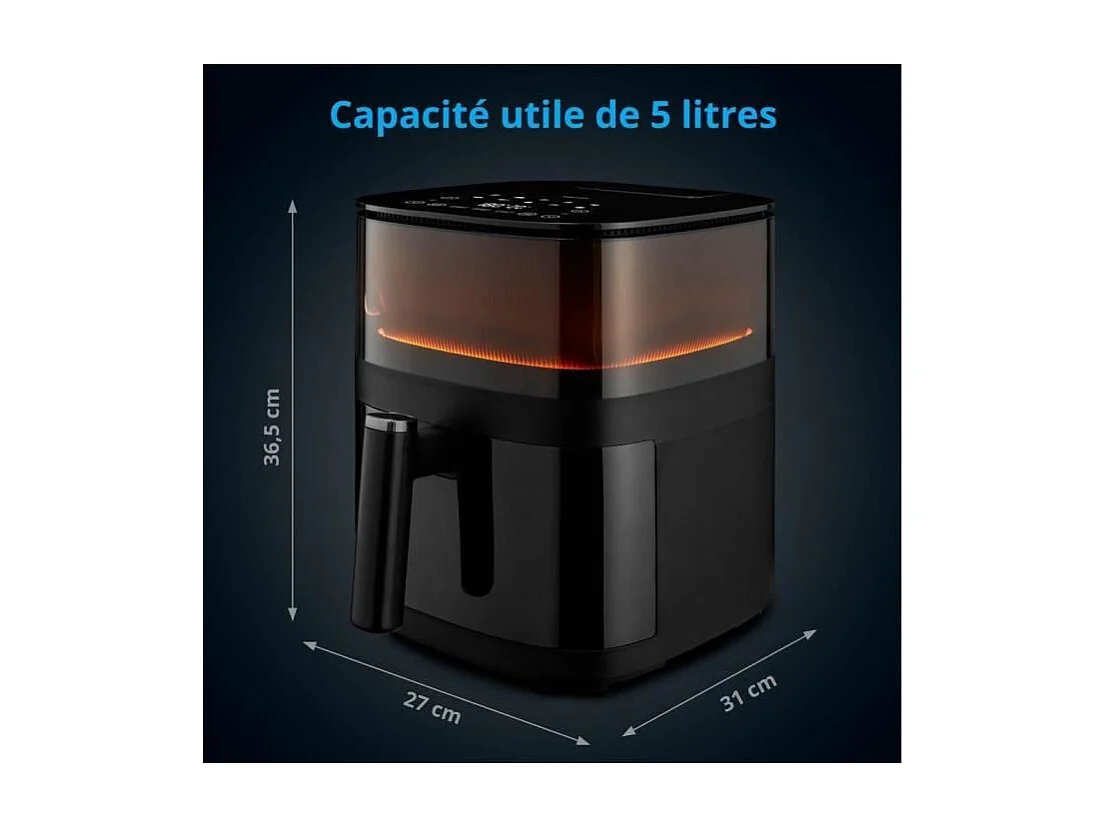 Friteuse a air chaud sans huile - MD 11780 - Température jusqu'a 230 °C - 10 programmes - 5 L - 1500 Watt