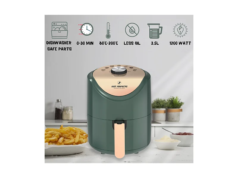 Just Perfecto JL-15: Friteuse à air chaud 1200W avec commande à cadran - 3.5L