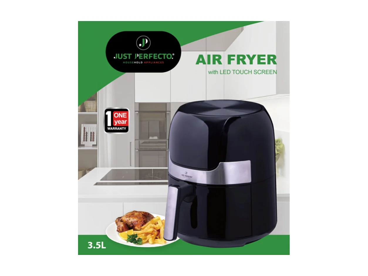 Just Perfecto JL-22 : Friteuse à air chaud de 1400W avec écran tactile LED et plaque de gril - 3.5L