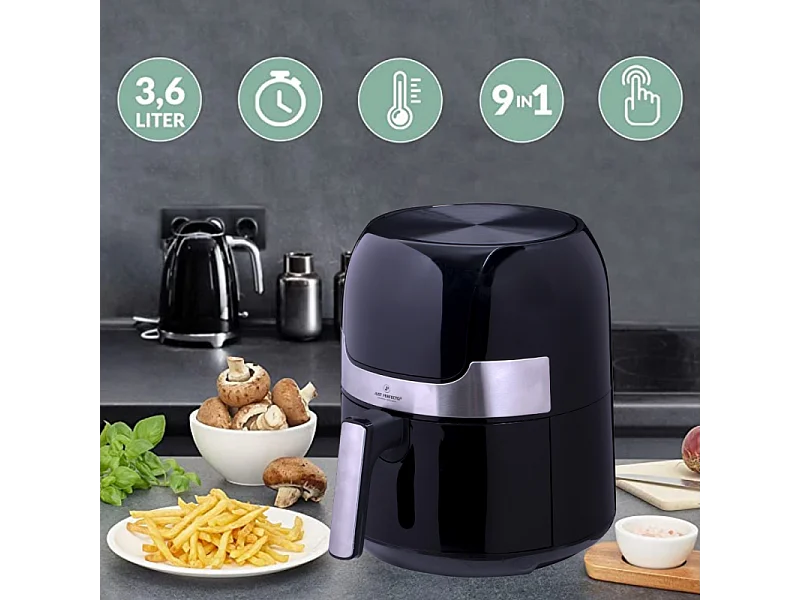 Just Perfecto JL-22 : Friteuse à air chaud de 1400W avec écran tactile LED et plaque de gril - 3.5L