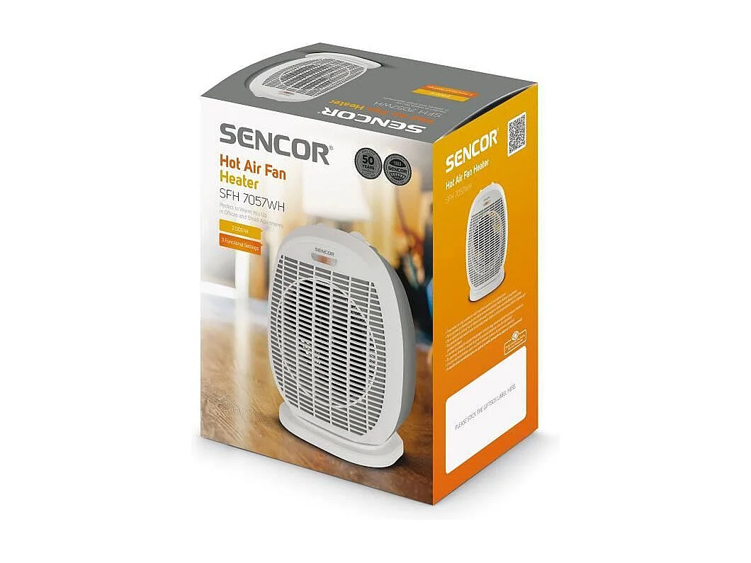 Radiateur a air chaud - SENCOR - SFH 7057WH - 2000 W - 2 niveaux de chauffage - Thermostat - Blanc