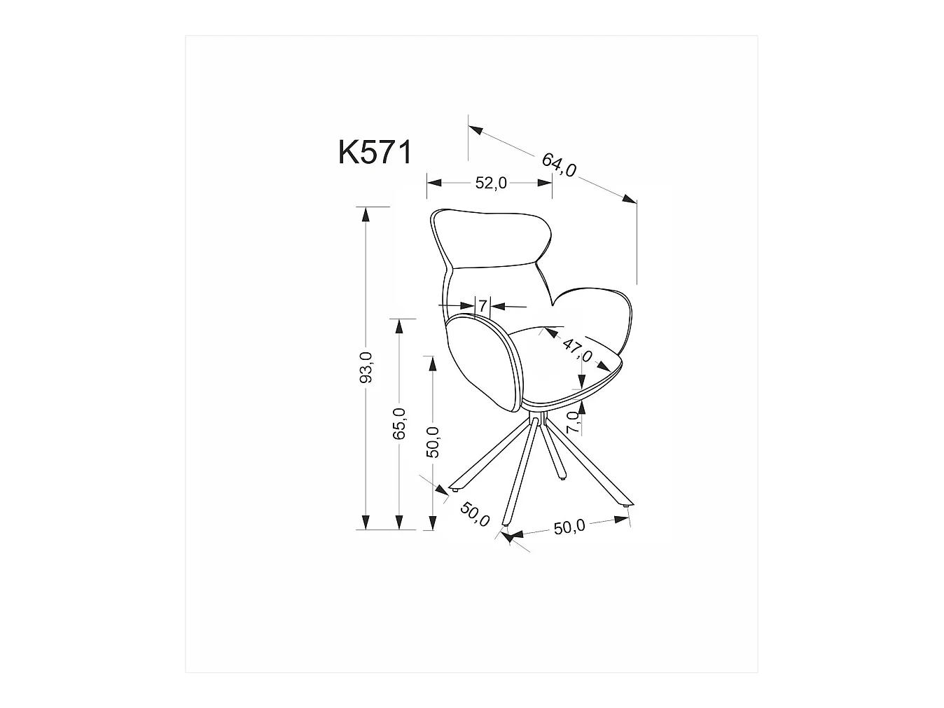 Stuhl K571/Drehfunktion/Stoffbezug/Beige