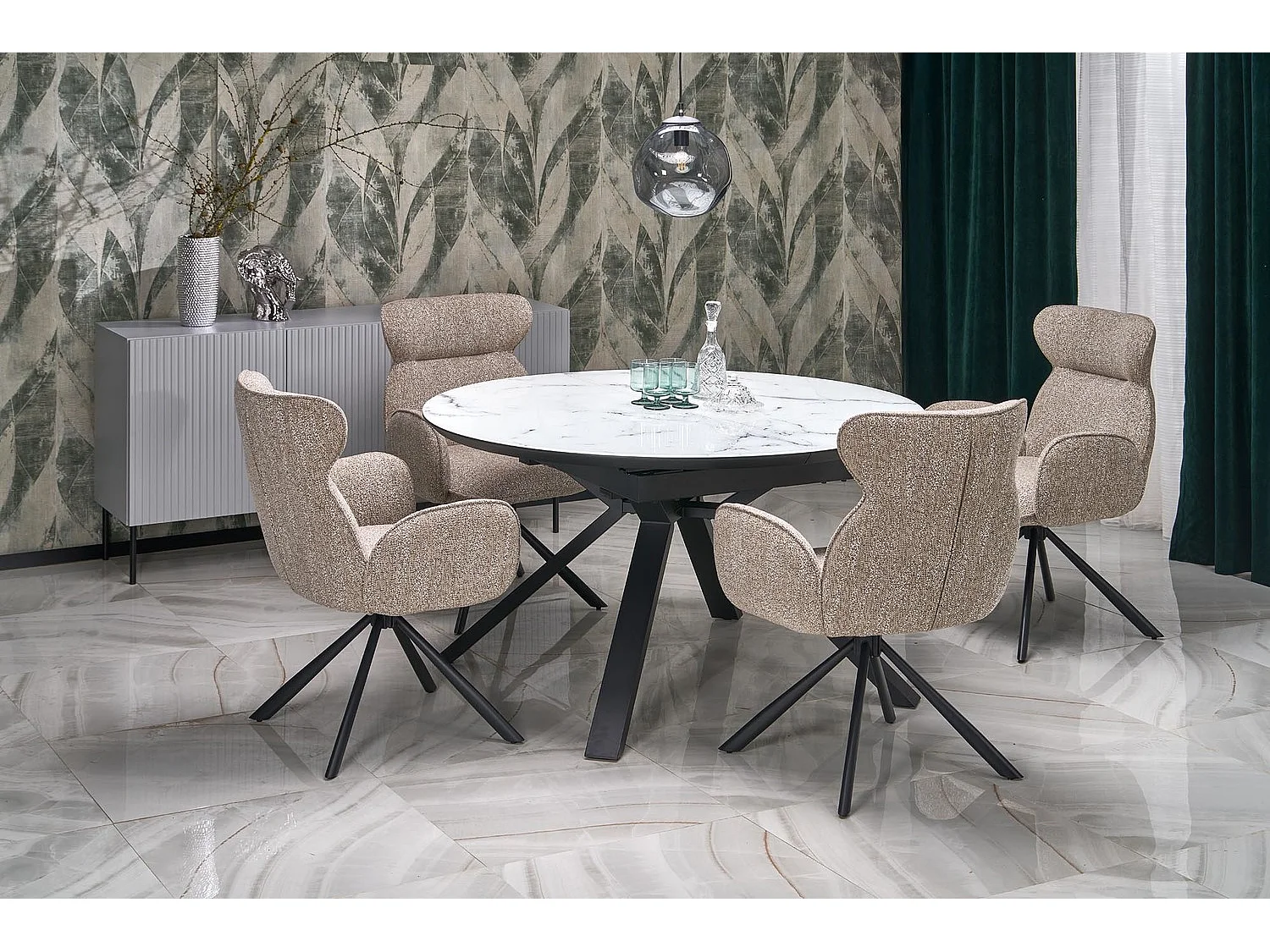 Chaise K571/fonction pivotante/revêtement en tissu/Beige