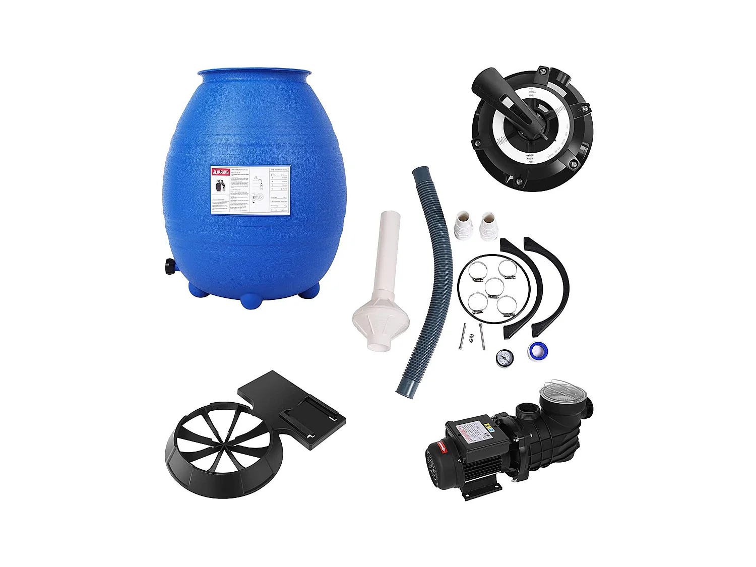 Pompe de filtration à sable intégrée Noir et bleu 61x47,5x53cm