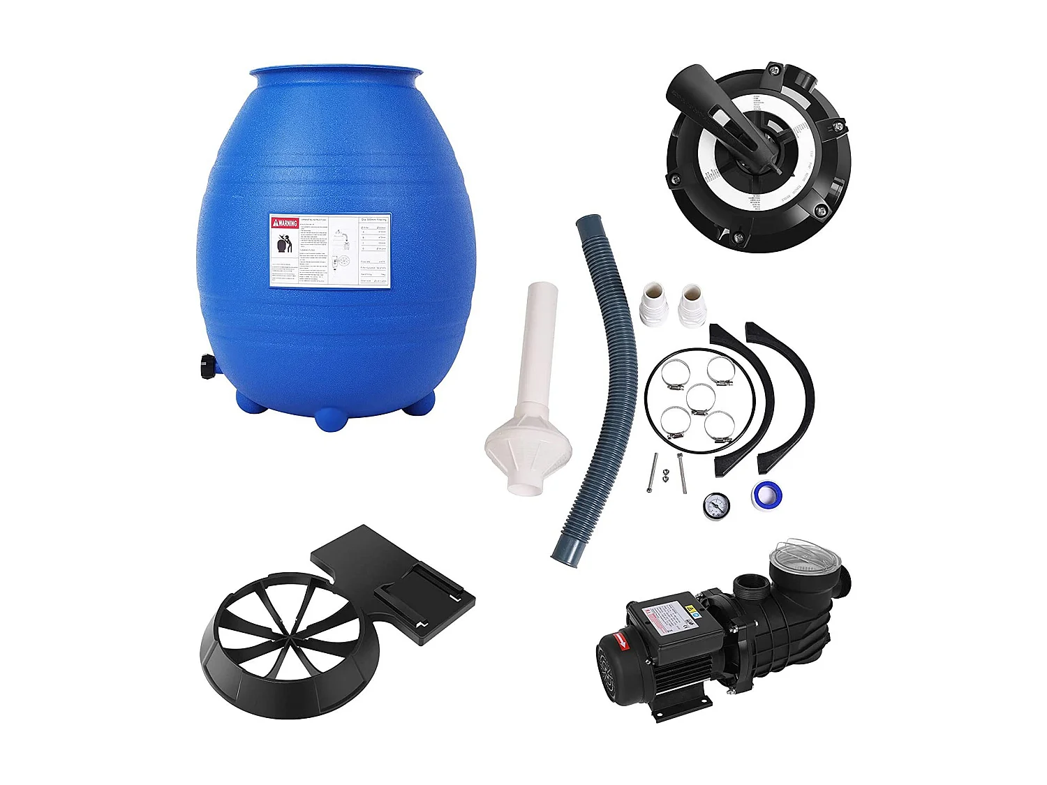 Pompe de filtration à sable intégrée Noir et bleu 61x47,5x53cm