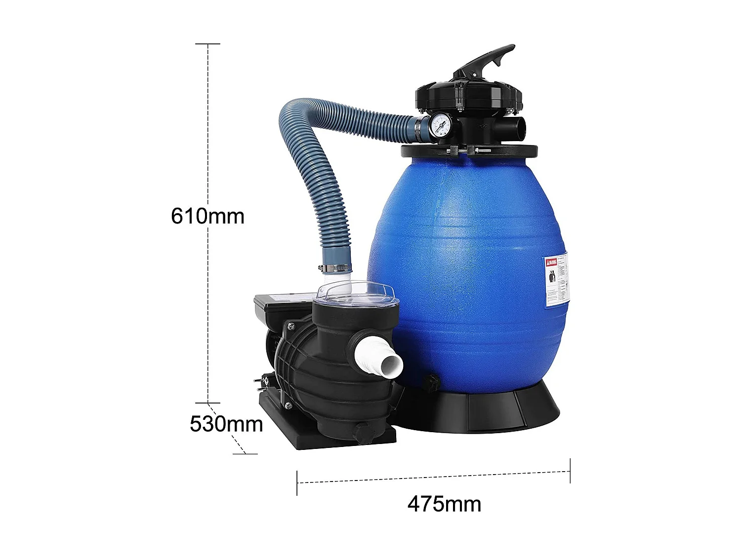 Pompe de filtration à sable intégrée Noir et bleu 61x47,5x53cm