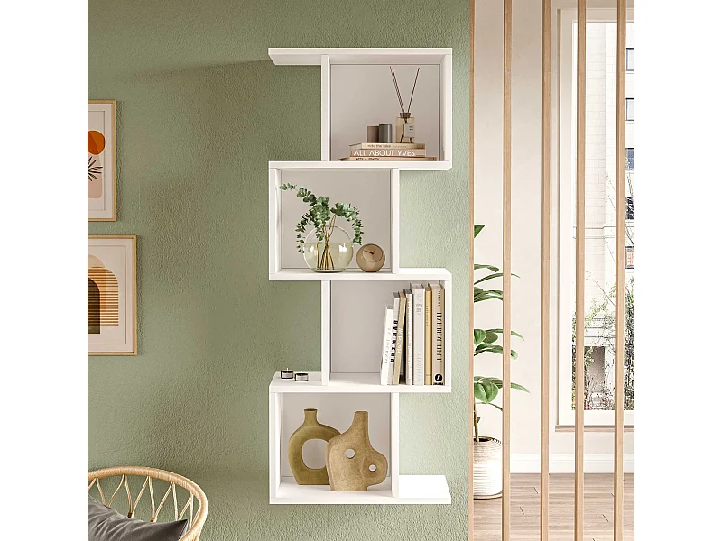 Libreria Pensile Rebecca Mobili Balay 125x50x25 Truciolato Bianco Moderno