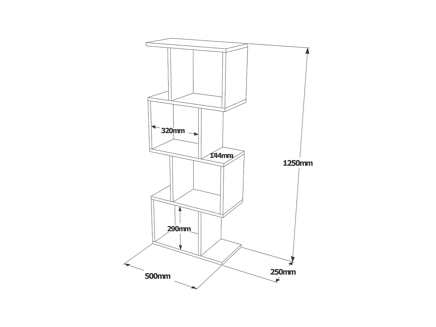 Bibliothèque murale Rebecca Mobili Balay 125x50x25 Panneau de particules Blanc Moderne