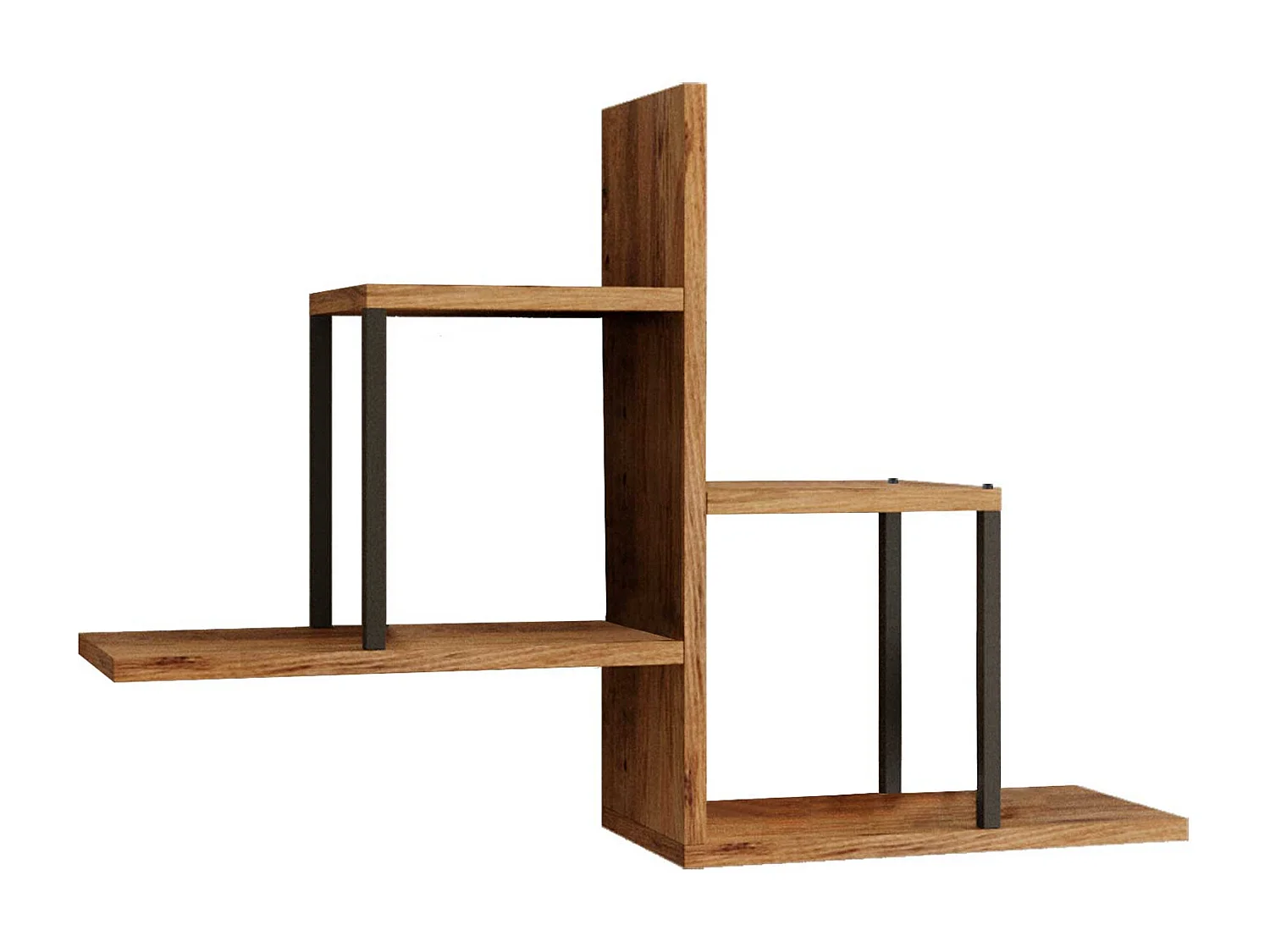 Scaffale da Parete Rebecca Mobili Tamre 62x89x22 Truciolato Ferro Marrone Grigio Scuro Moderno