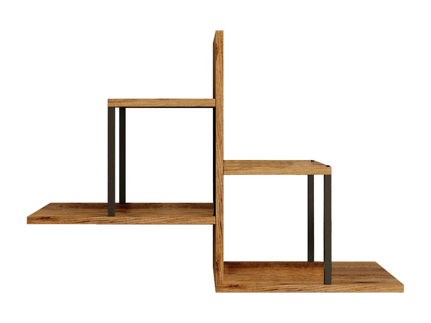 Scaffale da Parete Rebecca Mobili Tamre 62x89x22 Truciolato Ferro Marrone Grigio Scuro Moderno