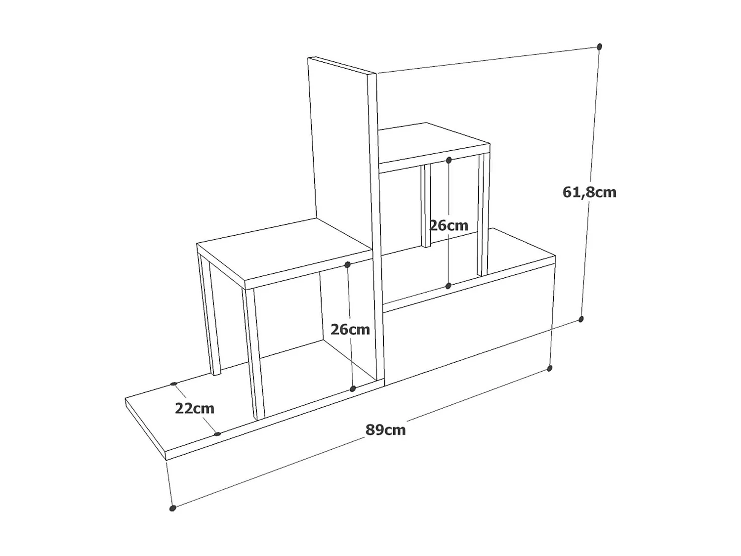 Étagère murale Rebecca Mobili Tamre 62x89x22 Panneau de particules Fer Marron Gris Foncé Moderne