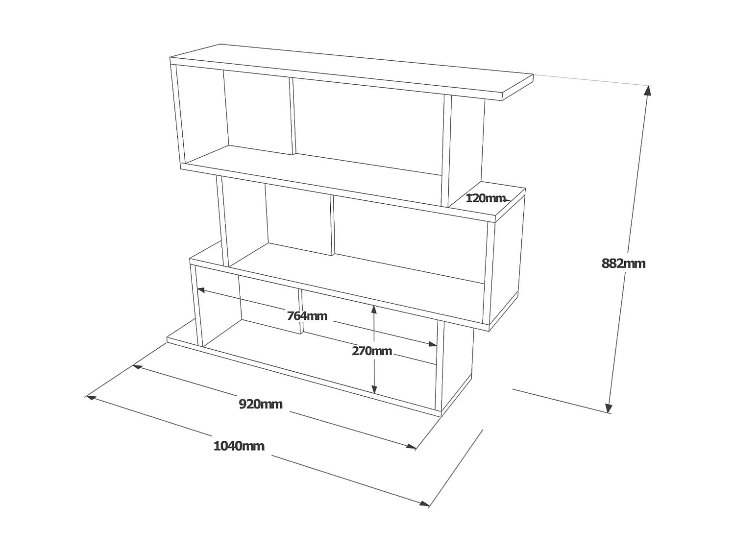 Estantería de Pared Rebecca Mobili Dalrae 88x104x27 Tablero de partículas Gris Cemento Moderno