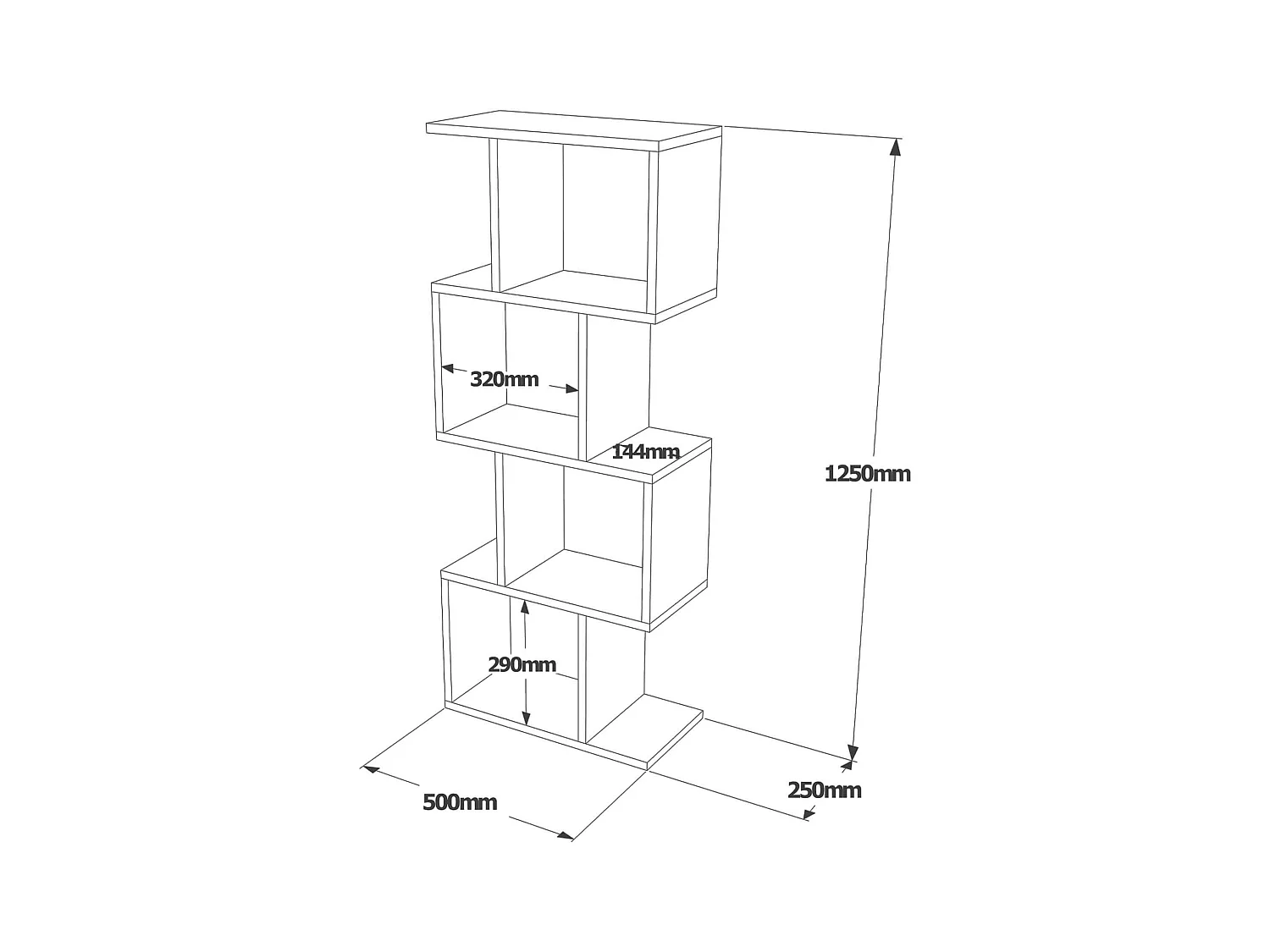 Bibliothèque murale Rebecca Mobili Halleria 125x50x25 Panneau de particules Gris Béton  Moderne