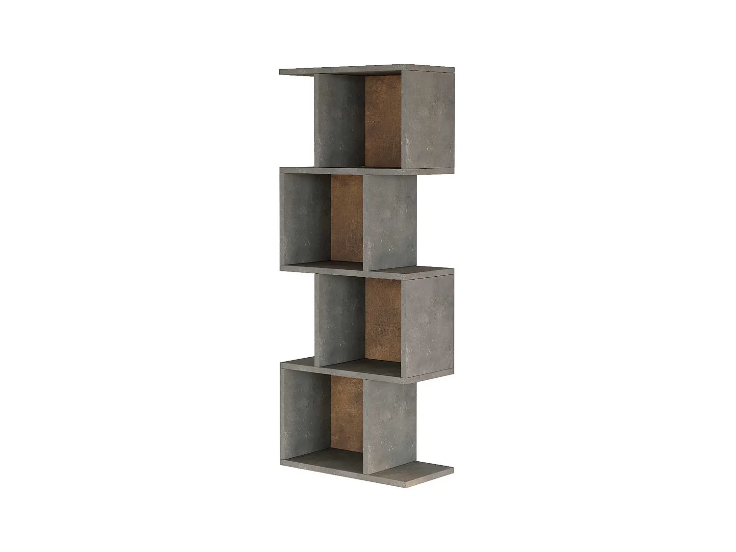 Bibliothèque murale Rebecca Mobili Halleria 125x50x25 Panneau de particules Gris Béton  Moderne