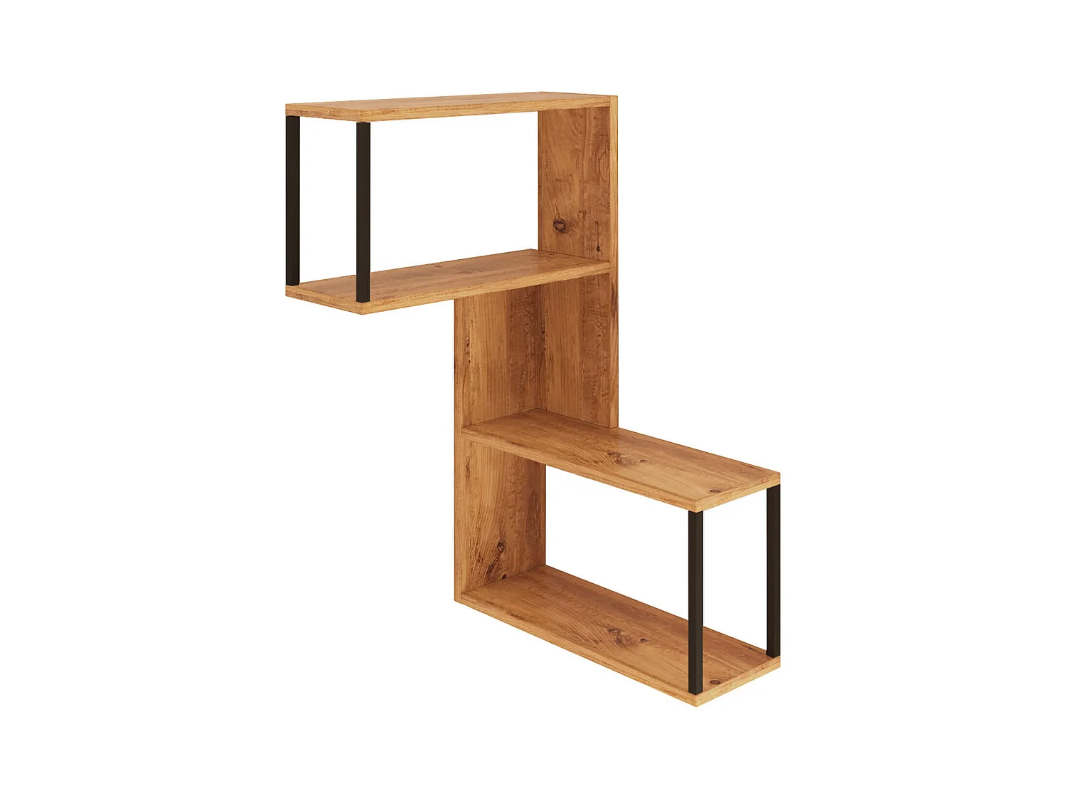 Scaffale da Parete Rebecca Mobili Jepang 85x53,5x19,5 Truciolato Ferro Marrone Grigio Scuro Moderno