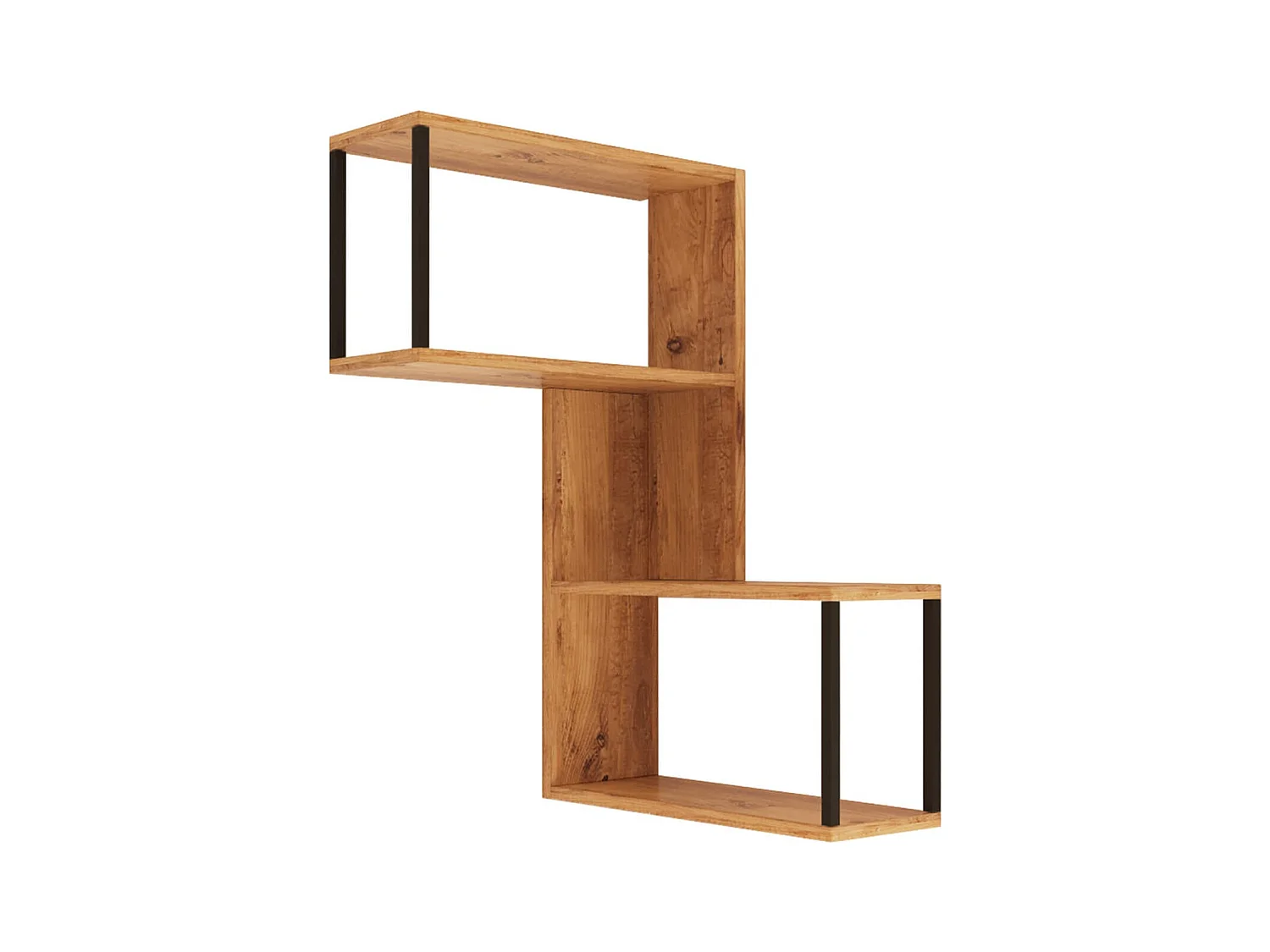 Scaffale da Parete Rebecca Mobili Jepang 85x53,5x19,5 Truciolato Ferro Marrone Grigio Scuro Moderno