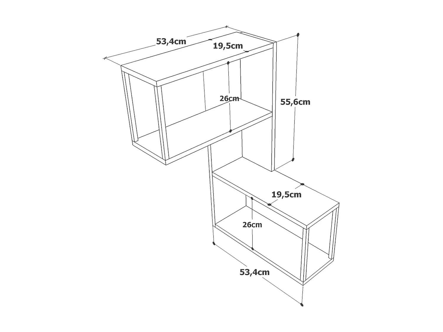 Étagère murale Rebecca Mobili Jepang 85x53,5x19,5 Panneau de particules Fer Marron Gris Foncé Moderne