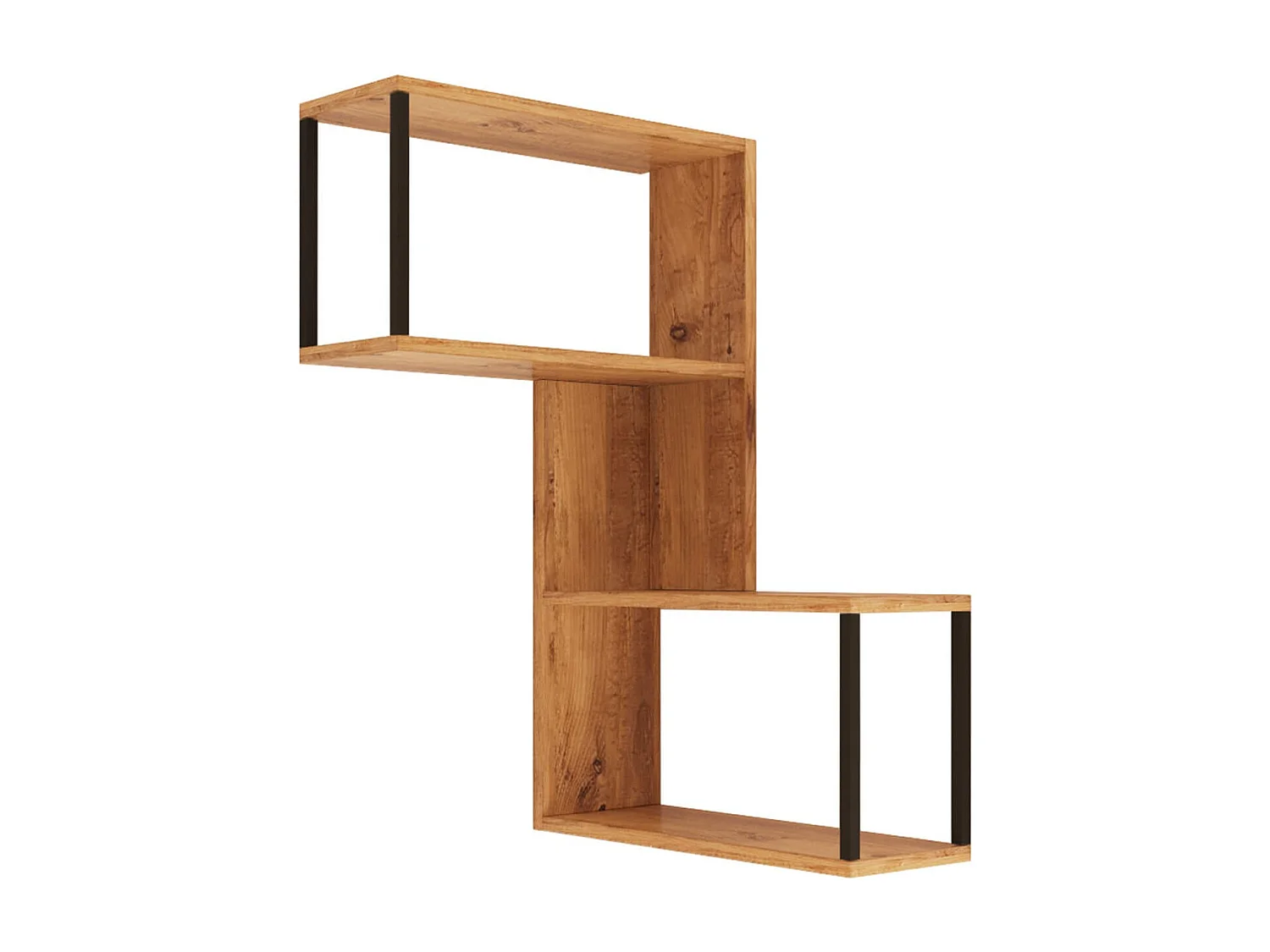 Étagère murale Rebecca Mobili Jepang 85x53,5x19,5 Panneau de particules Fer Marron Gris Foncé Moderne