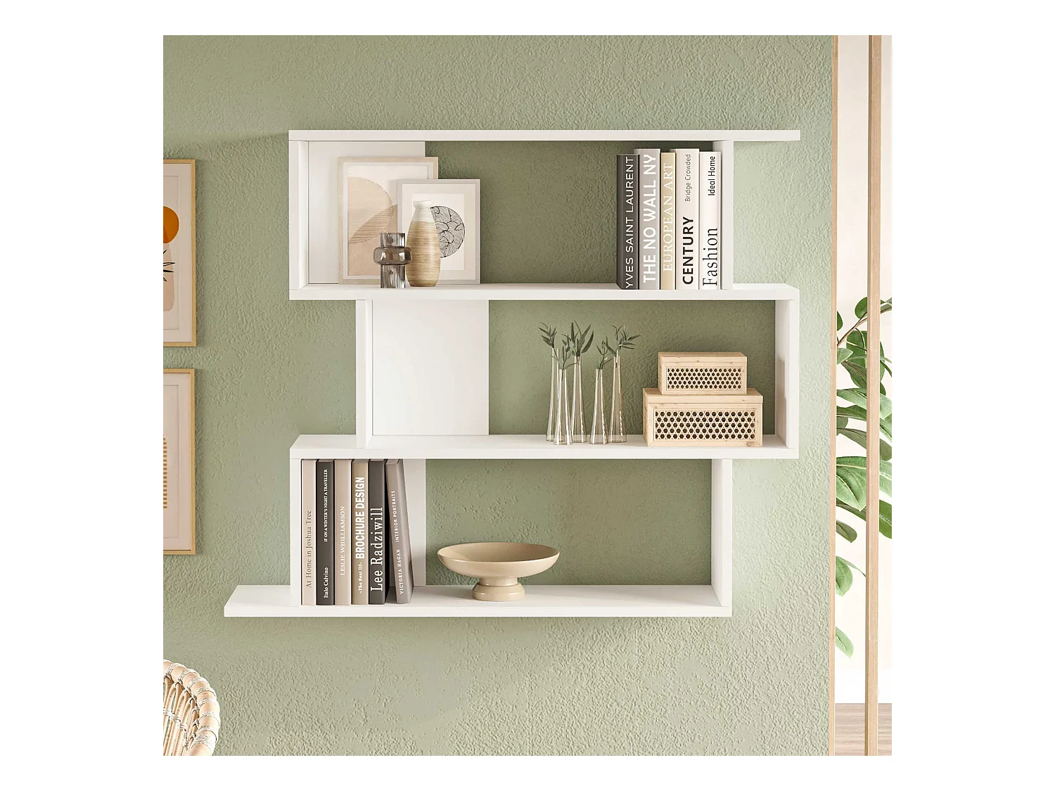 Bibliothèque murale Rebecca Mobili Shair 88x104x27 Panneau de particules Blanc Moderne