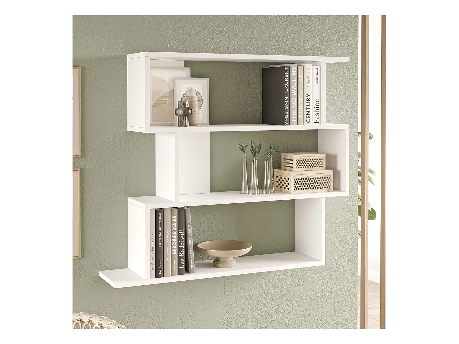 Bibliothèque murale Rebecca Mobili Shair 88x104x27 Panneau de particules Blanc Moderne