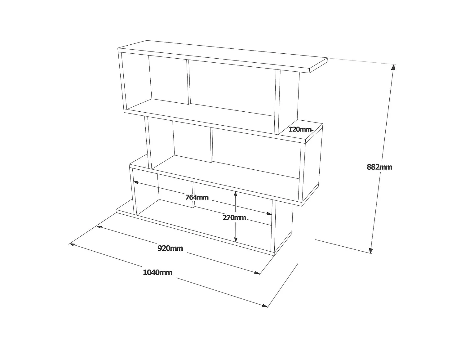 Bibliothèque murale Rebecca Mobili Shair 88x104x27 Panneau de particules Blanc Moderne