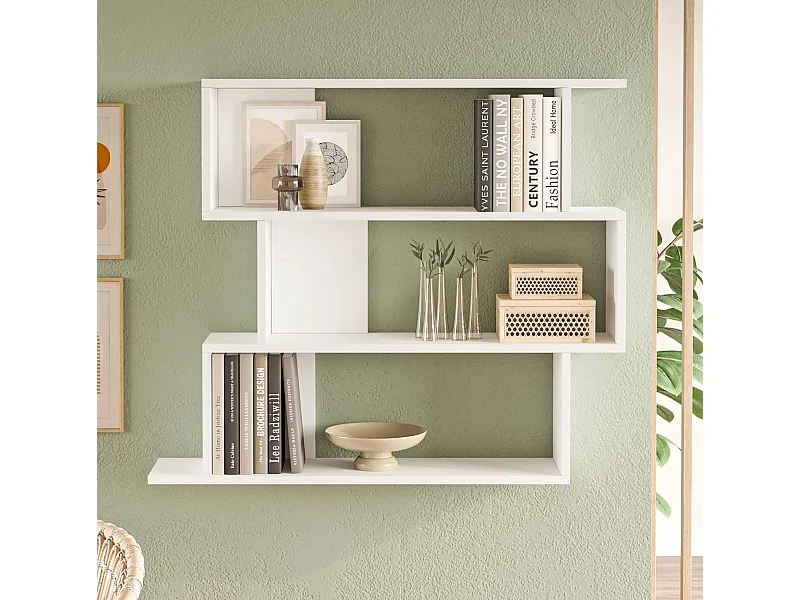 Libreria Pensile Rebecca Mobili Shair 88x104x27 Truciolato Bianco  Moderno