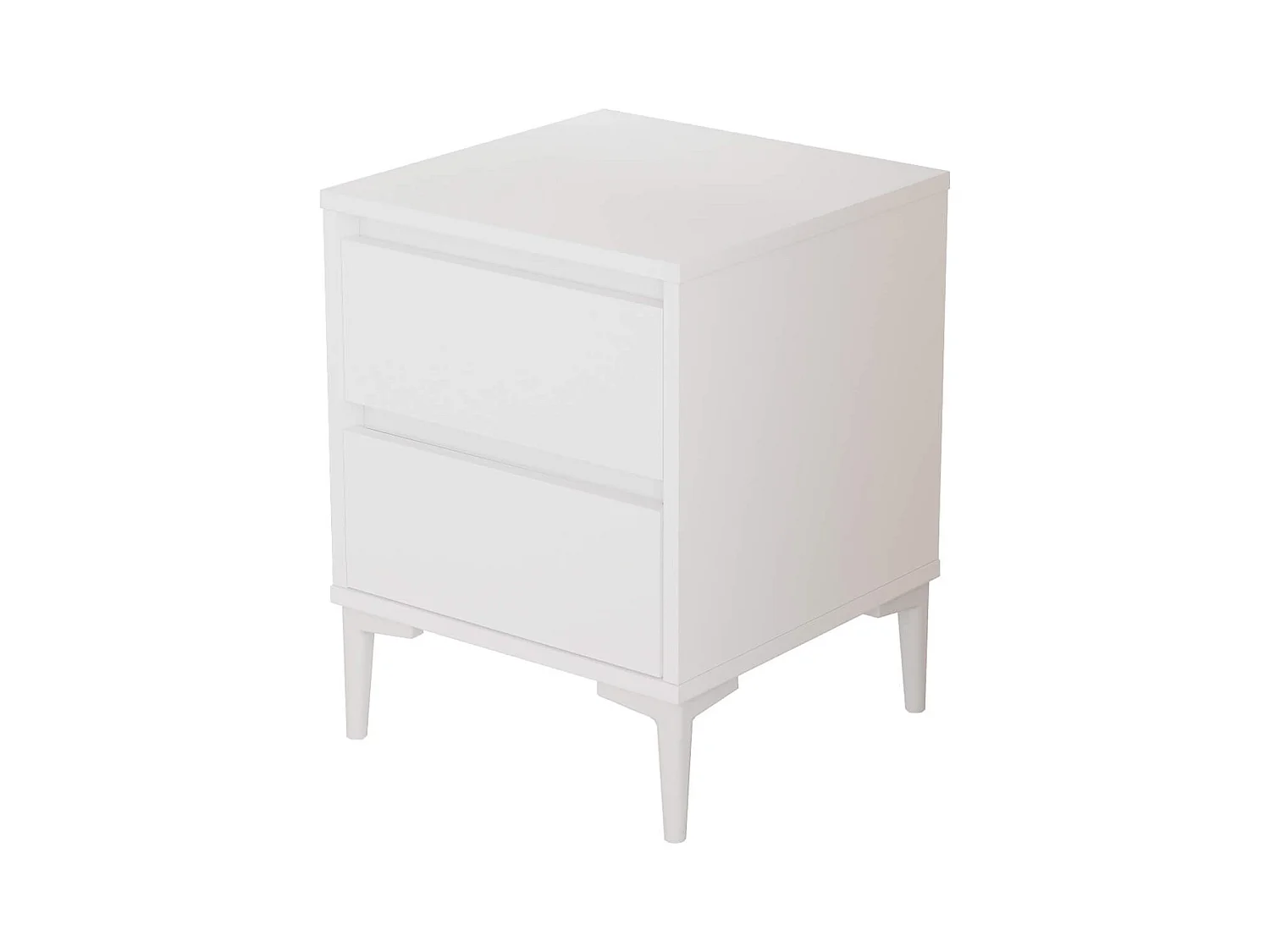 Table de nuit 2 tiroirs Rebecca Mobili Hayl 58,5x45x45 Panneau de particules PVC Blanc Moderne