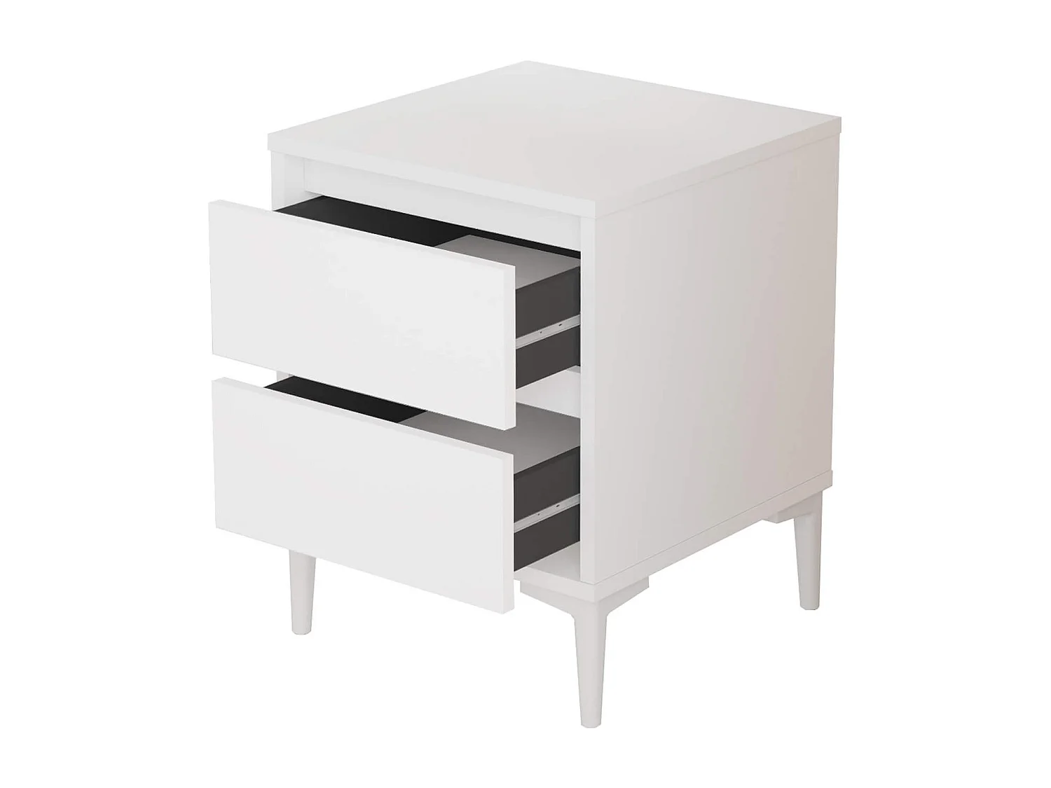 Table de nuit 2 tiroirs Rebecca Mobili Hayl 58,5x45x45 Panneau de particules PVC Blanc Moderne