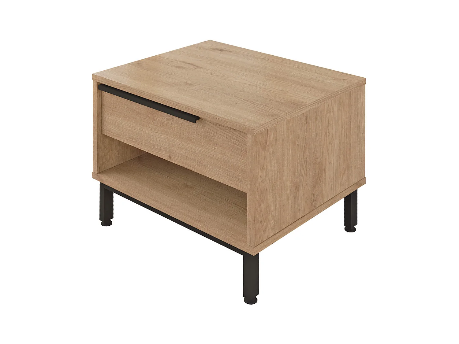 Table de nuit 1 tiroir Rebecca Mobili Jeera 53,5x42,5x44,5 Panneau de particules Fer Marron Gris Foncé Moderne