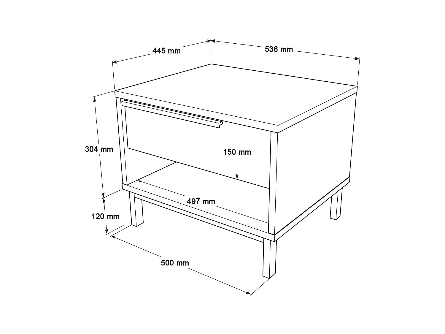 Table de nuit 1 tiroir Rebecca Mobili Jeera 53,5x42,5x44,5 Panneau de particules Fer Marron Gris Foncé Moderne