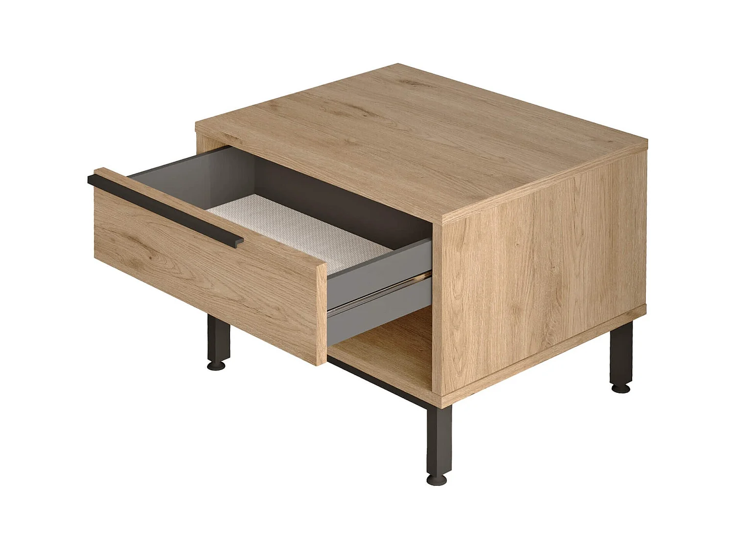 Table de nuit 1 tiroir Rebecca Mobili Jeera 53,5x42,5x44,5 Panneau de particules Fer Marron Gris Foncé Moderne