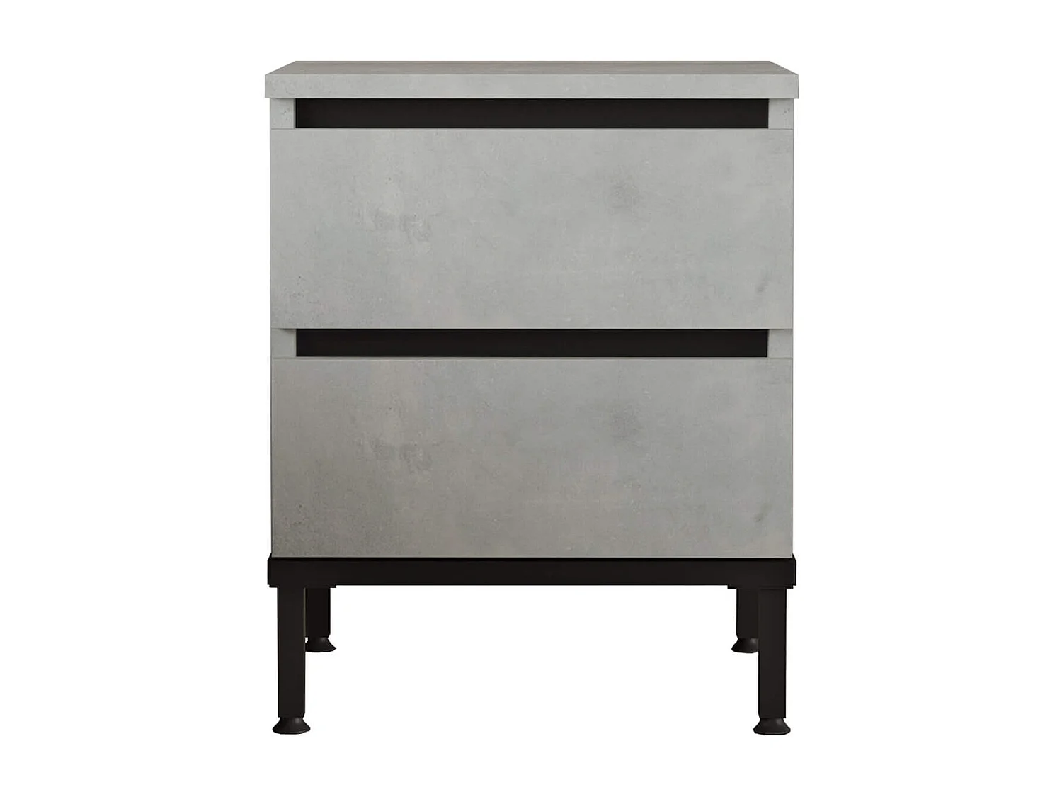 Table de nuit 2 tiroirs Rebecca Mobili Sankaran 49x40x35,5 Panneau de particules Fer Gris Pierre Noir Moderne