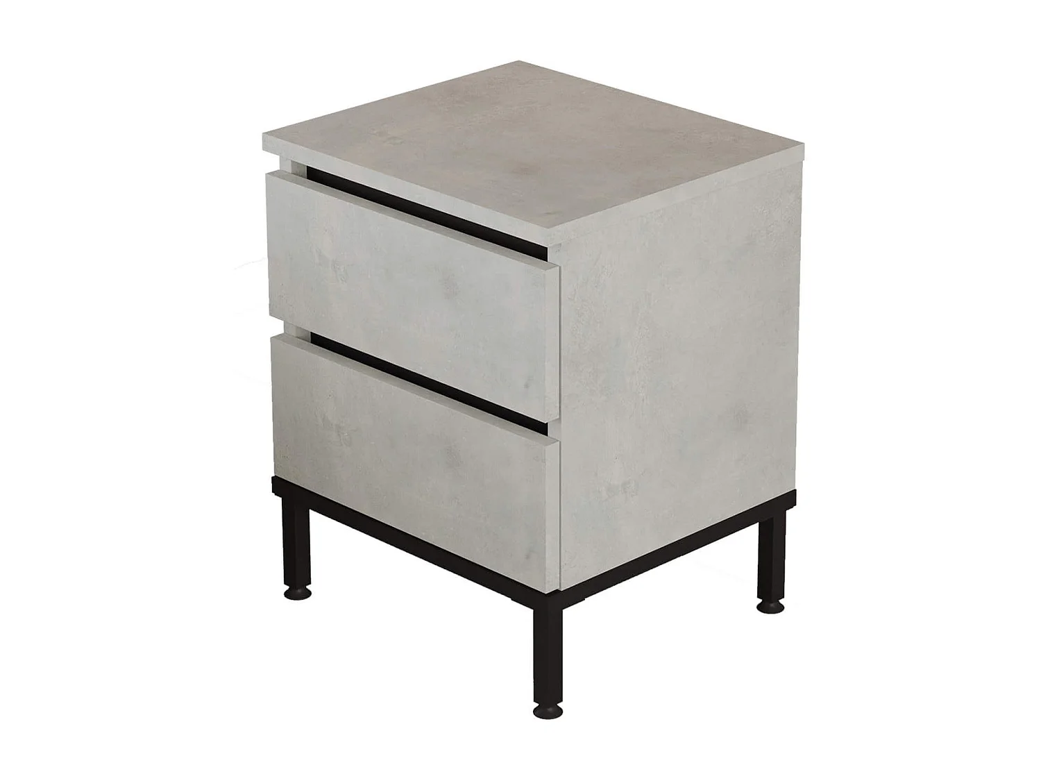 Table de nuit 2 tiroirs Rebecca Mobili Sankaran 49x40x35,5 Panneau de particules Fer Gris Pierre Noir Moderne