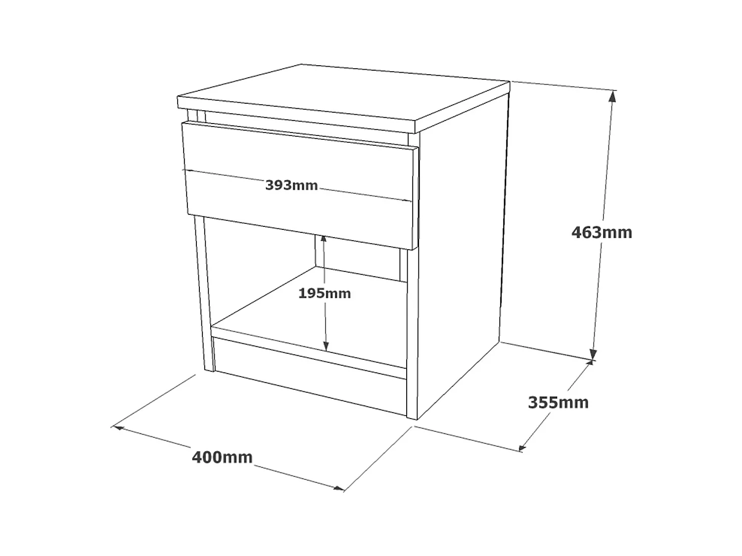 Table de nuit 1 tiroir Rebecca Mobili Marzeh 46,5x40x35,5 Panneau de particules Chêne Clair Moderne