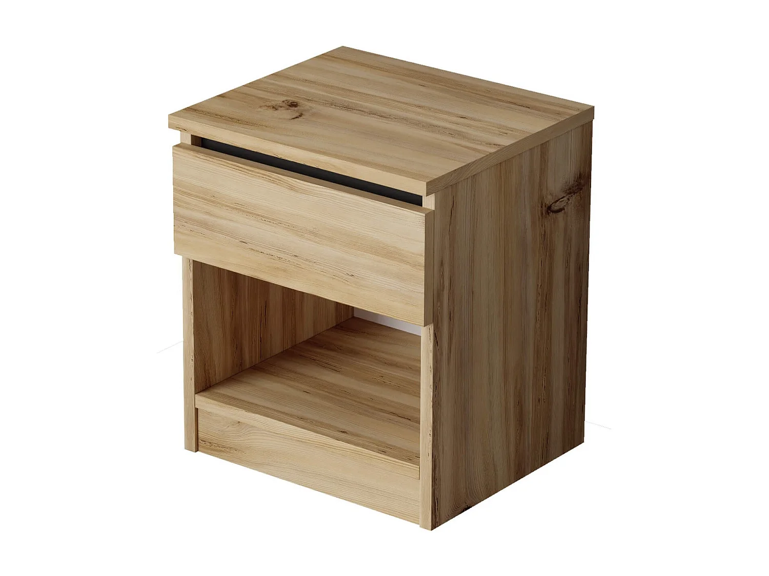 Table de nuit 1 tiroir Rebecca Mobili Marzeh 46,5x40x35,5 Panneau de particules Chêne Clair Moderne