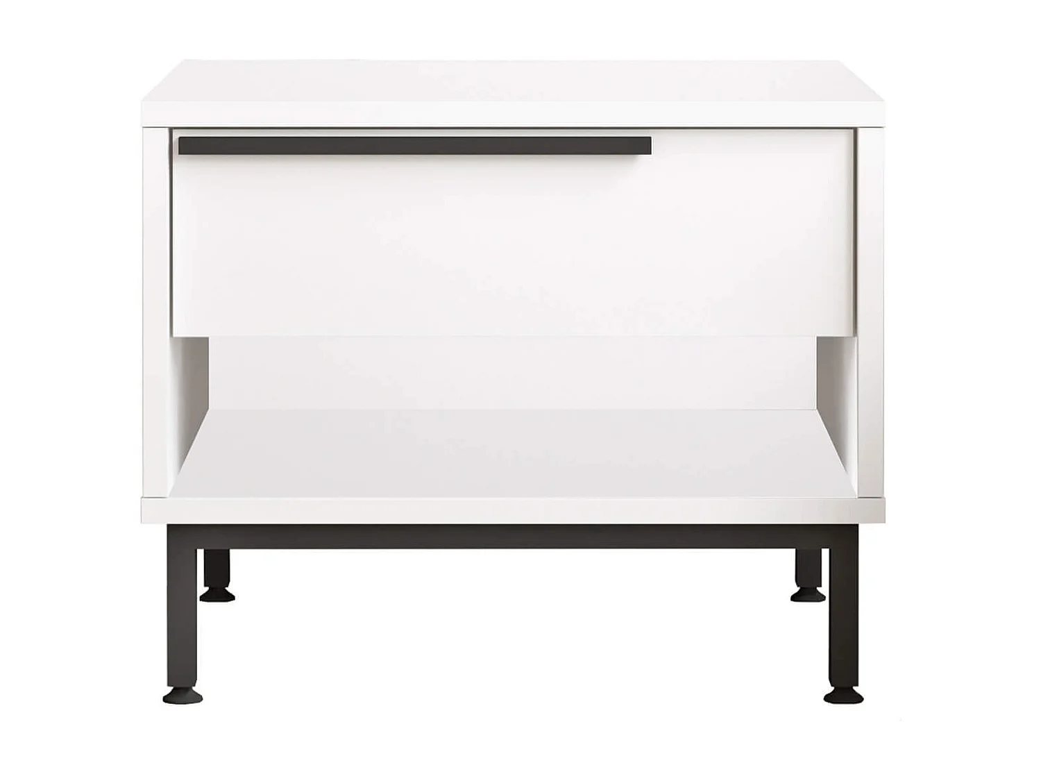 Table de nuit 1 tiroir Rebecca Mobili Sabbar 53,5x42,5x44,5 Panneau de particules Fer Blanc Gris Foncé Moderne