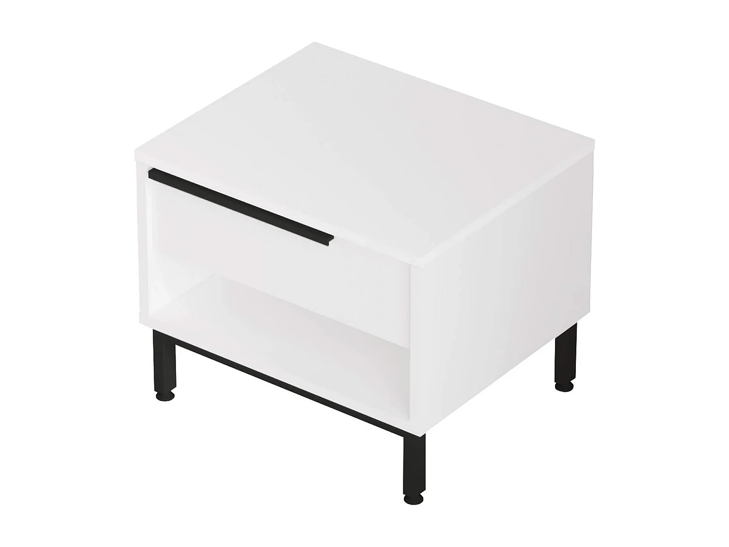 Table de nuit 1 tiroir Rebecca Mobili Sabbar 53,5x42,5x44,5 Panneau de particules Fer Blanc Gris Foncé Moderne