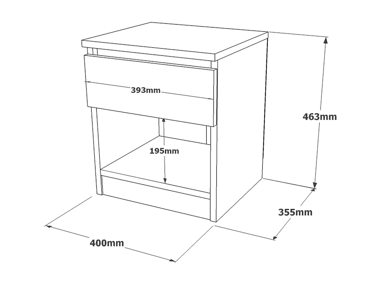 Table de nuit 1 tiroir Rebecca Mobili Kanuka 46,5x40x35,5 Panneau de particules Gris Pierre Moderne