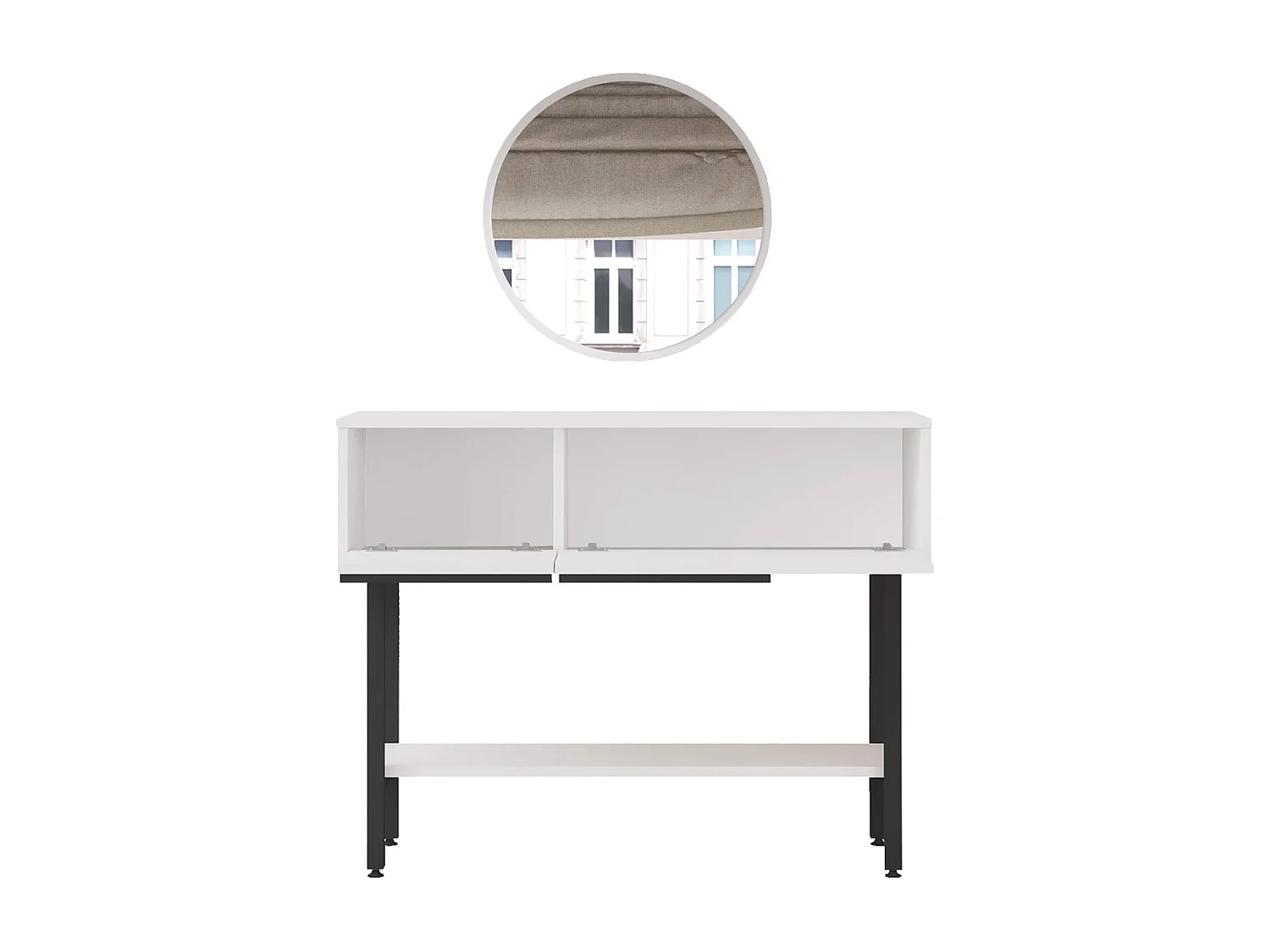 Console avec miroir Rebecca Mobili Dudhal 76x100x29,5 Panneau de particules Fer Blanc Gris Foncé Moderne