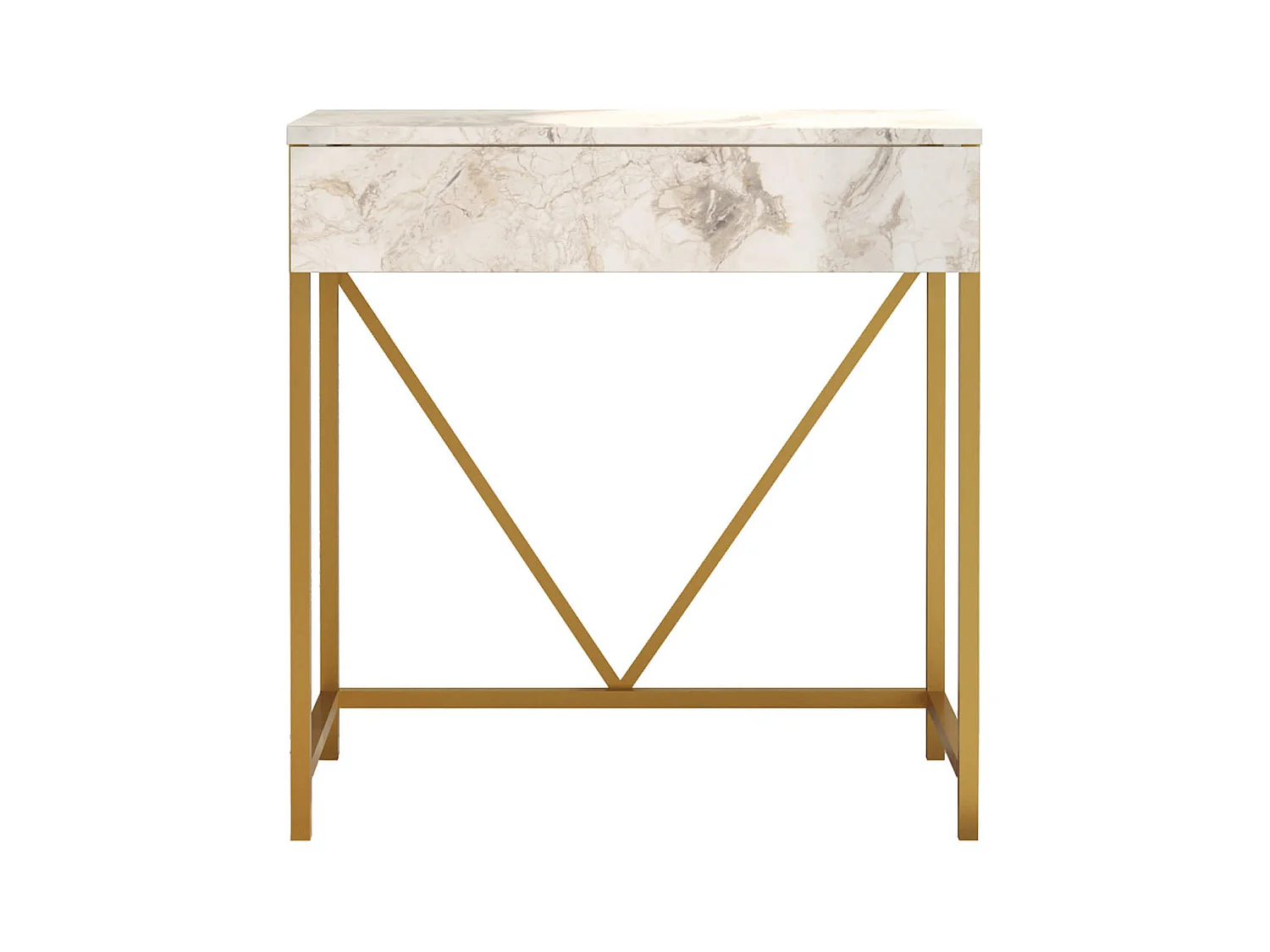 Consolle con Specchio Rebecca Mobili Lycium 72x75x40 Truciolato Ferro Bianco Dorato Moderno