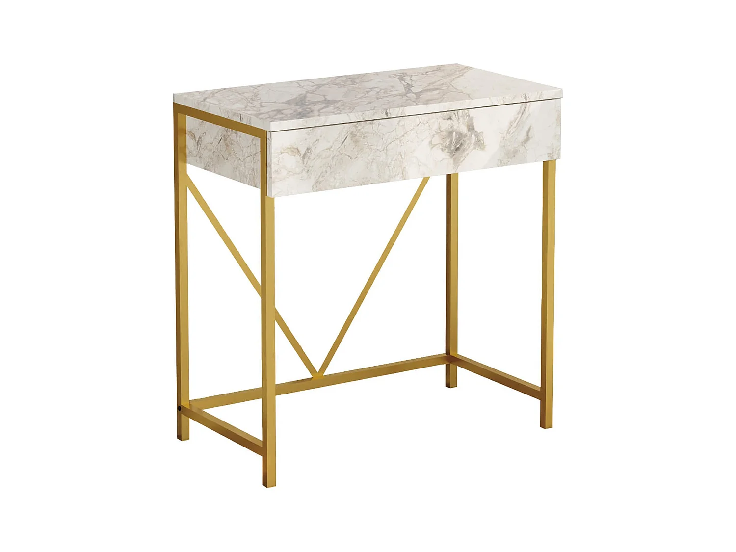 Consolle con Specchio Rebecca Mobili Lycium 72x75x40 Truciolato Ferro Bianco Dorato Moderno