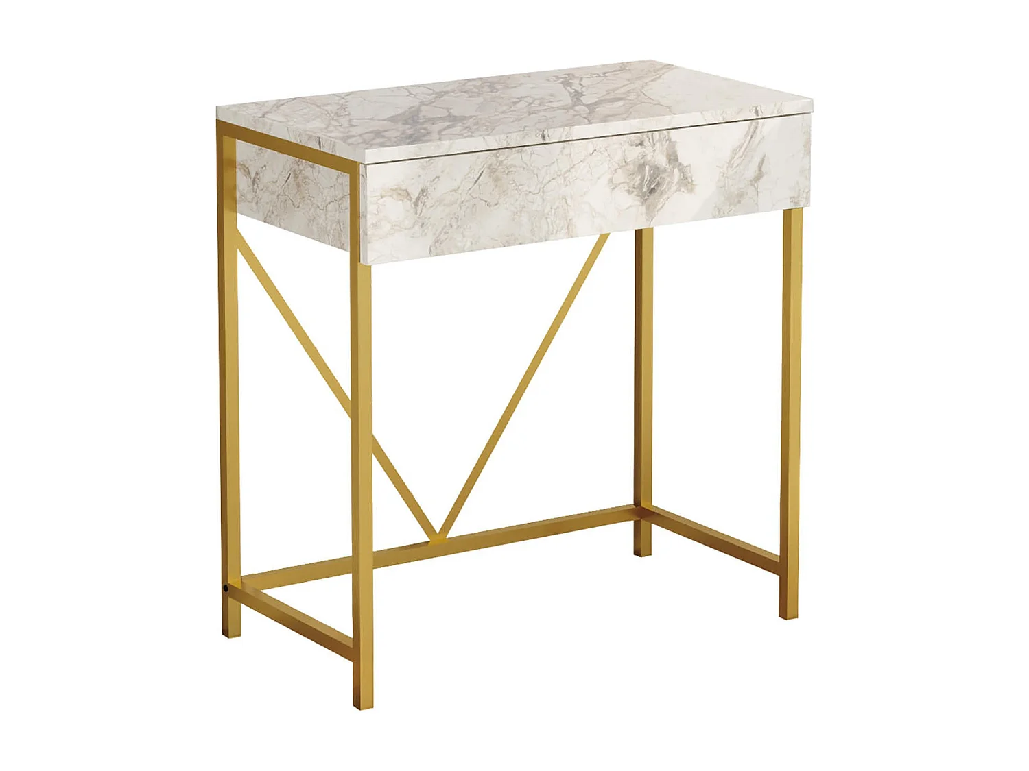 Console avec miroir Rebecca Mobili Lycium 72x75x40 Panneau de particules Fer Blanc Doré Moderne