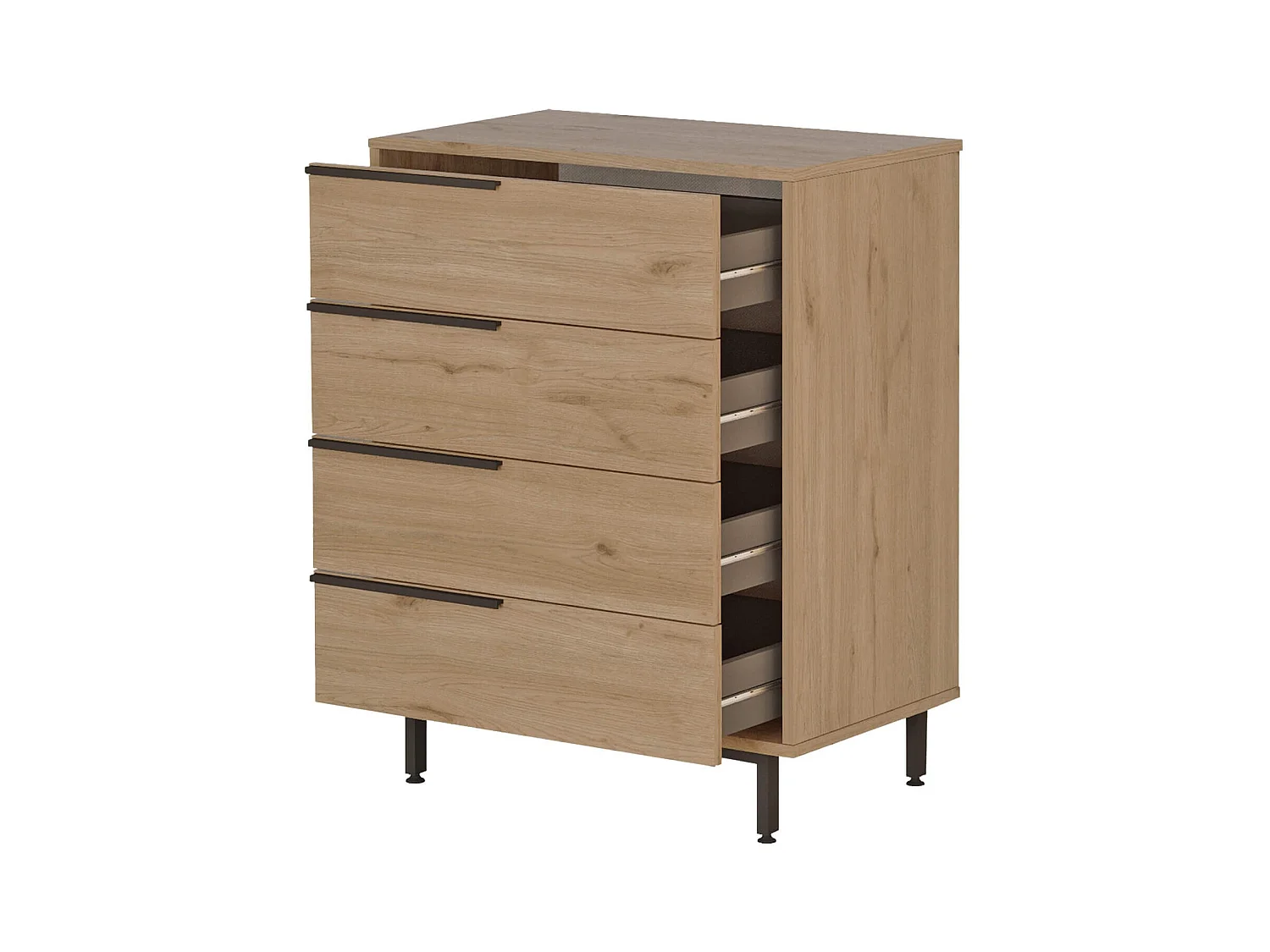 Commode 4 tiroirs Rebecca Mobili Maguey 95x75x44,5 Panneau de particules Fer Marron Gris Foncé Moderne