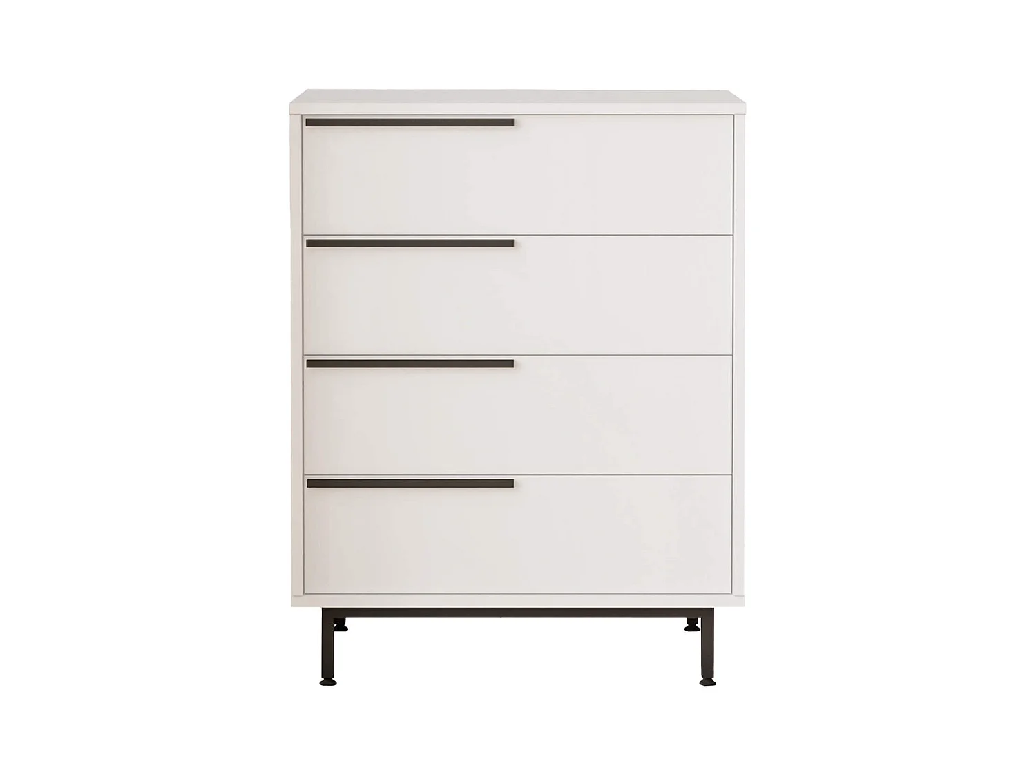 Commode 4 tiroirs Rebecca Mobili Vahona 95x75x44,5 Panneau de particules Fer Blanc Gris Foncé Moderne