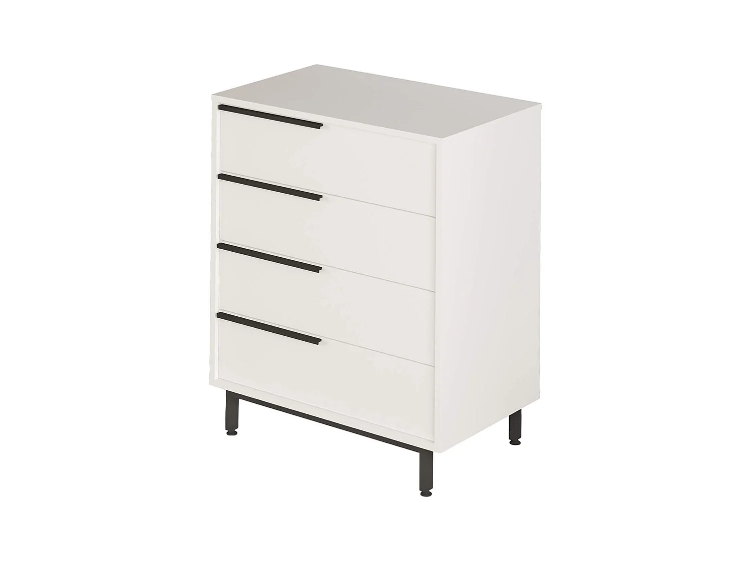 Commode 4 tiroirs Rebecca Mobili Vahona 95x75x44,5 Panneau de particules Fer Blanc Gris Foncé Moderne