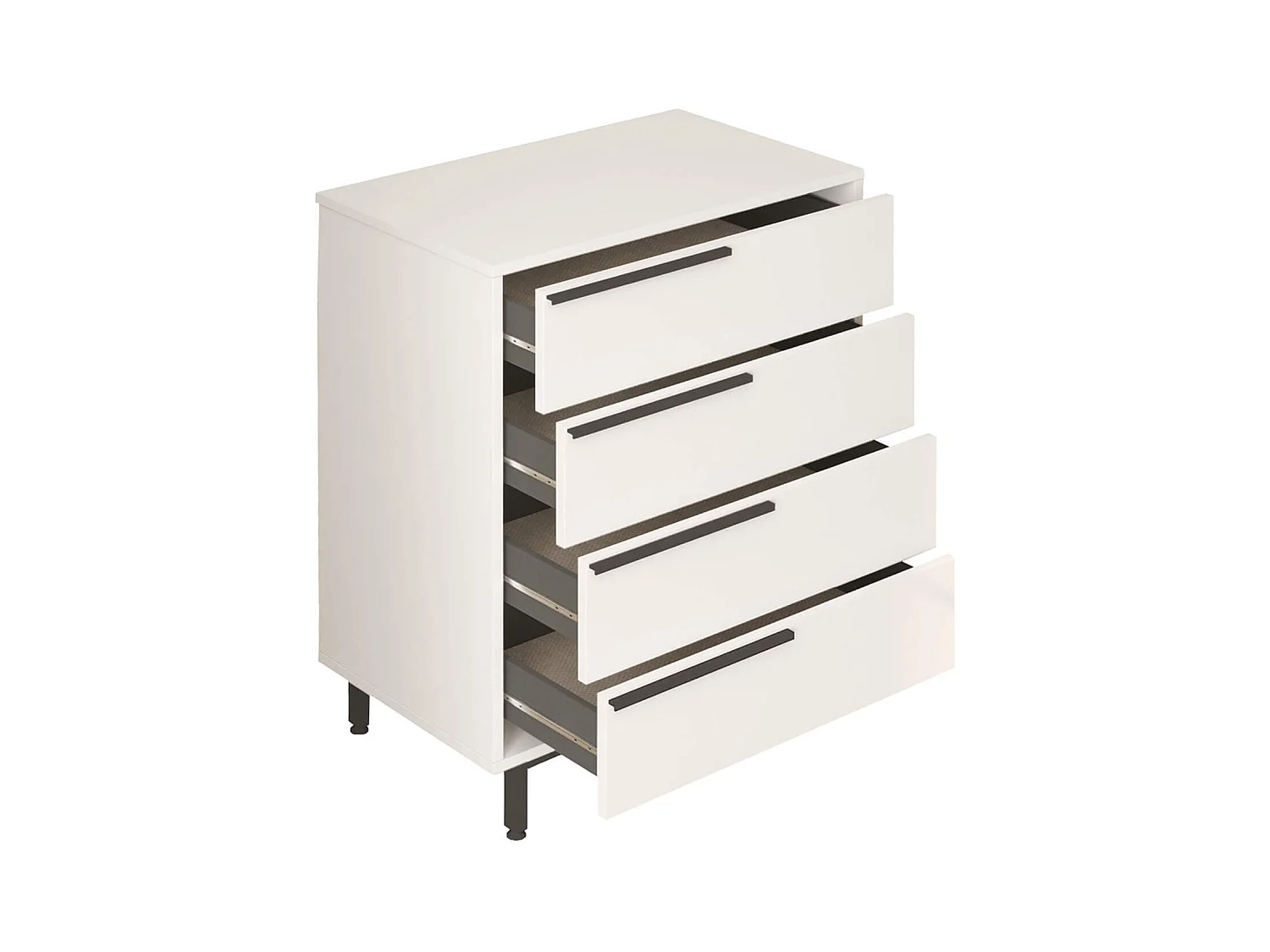 Commode 4 tiroirs Rebecca Mobili Vahona 95x75x44,5 Panneau de particules Fer Blanc Gris Foncé Moderne