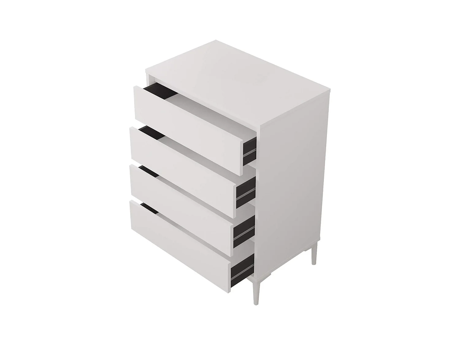 Commode 4 tiroirs Rebecca Mobili Kemiri 98,5x72x45 Panneau de particules PVC Blanc Moderne
